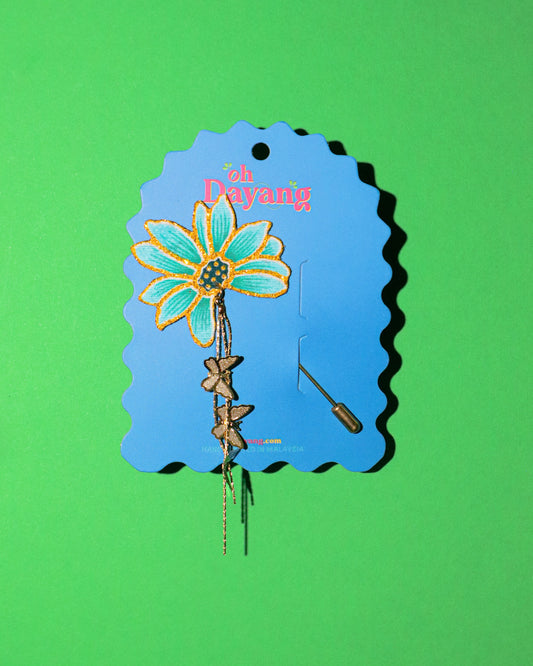 Turquoise Dangle Batik Lapel Pin