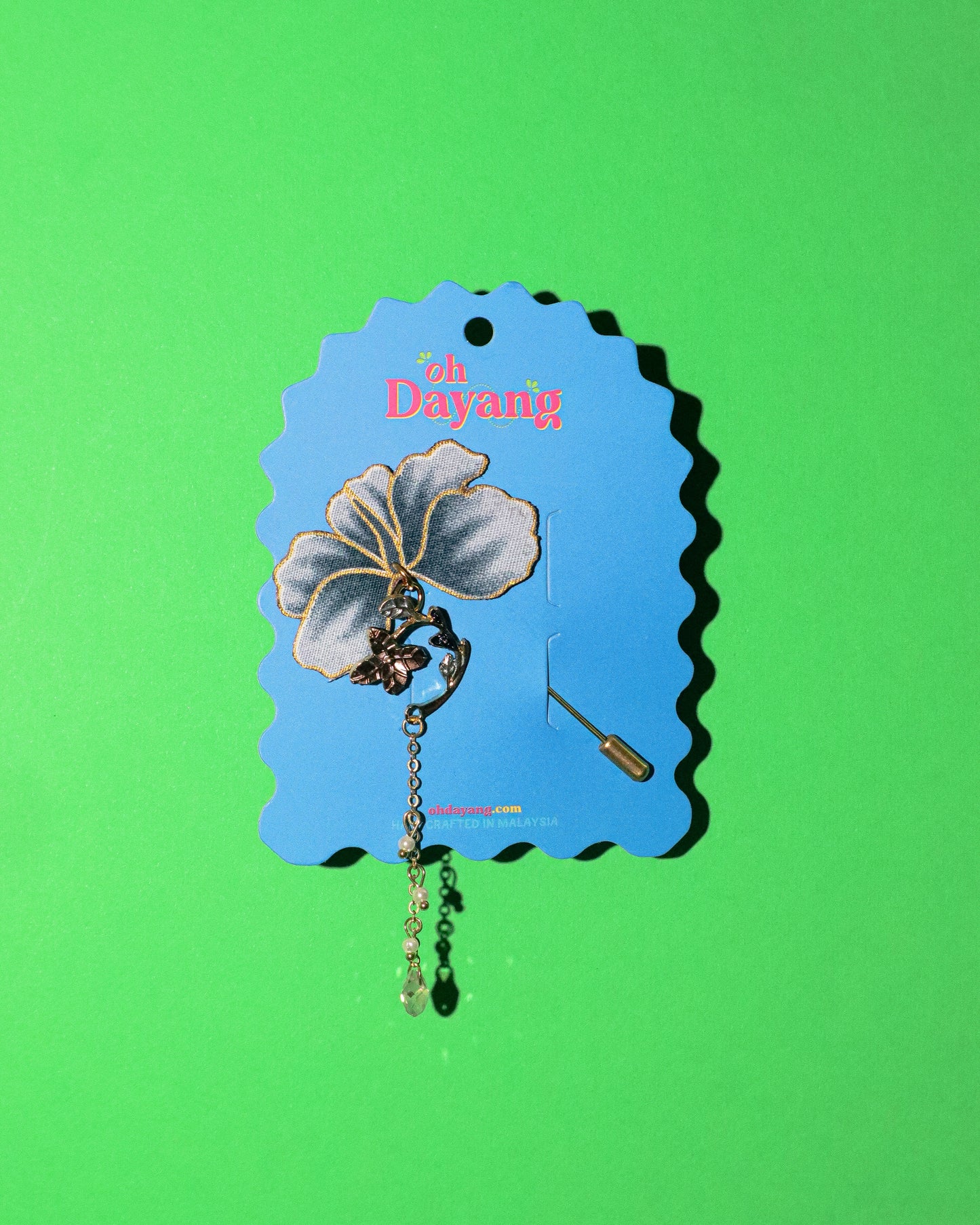 Roselle Dangle Batik Lapel Pin