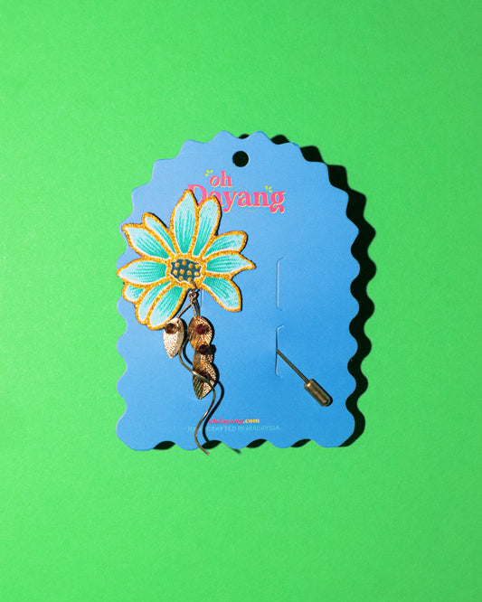 Turquoise Dangle Batik Lapel Pin