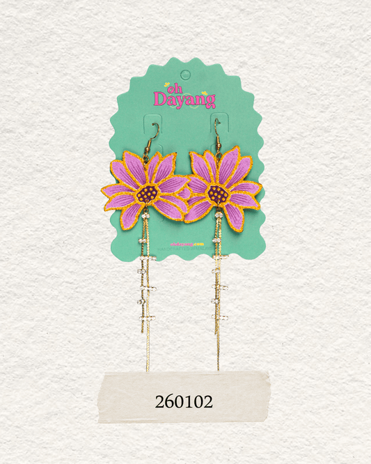 Purple Batik Dangle Earrings