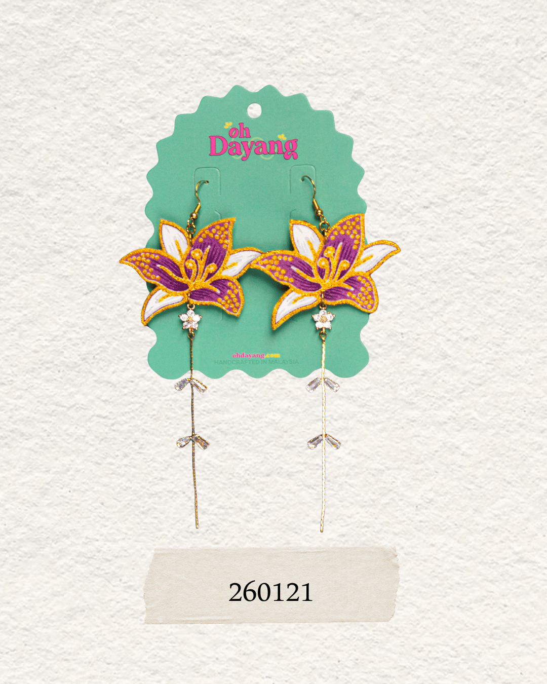 Purple Batik Dangle Earrings