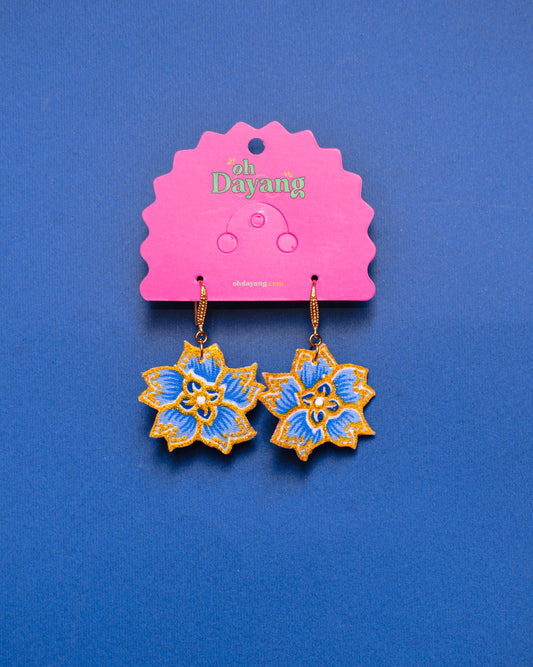 Blue/ Purple Batik Hook Earrings