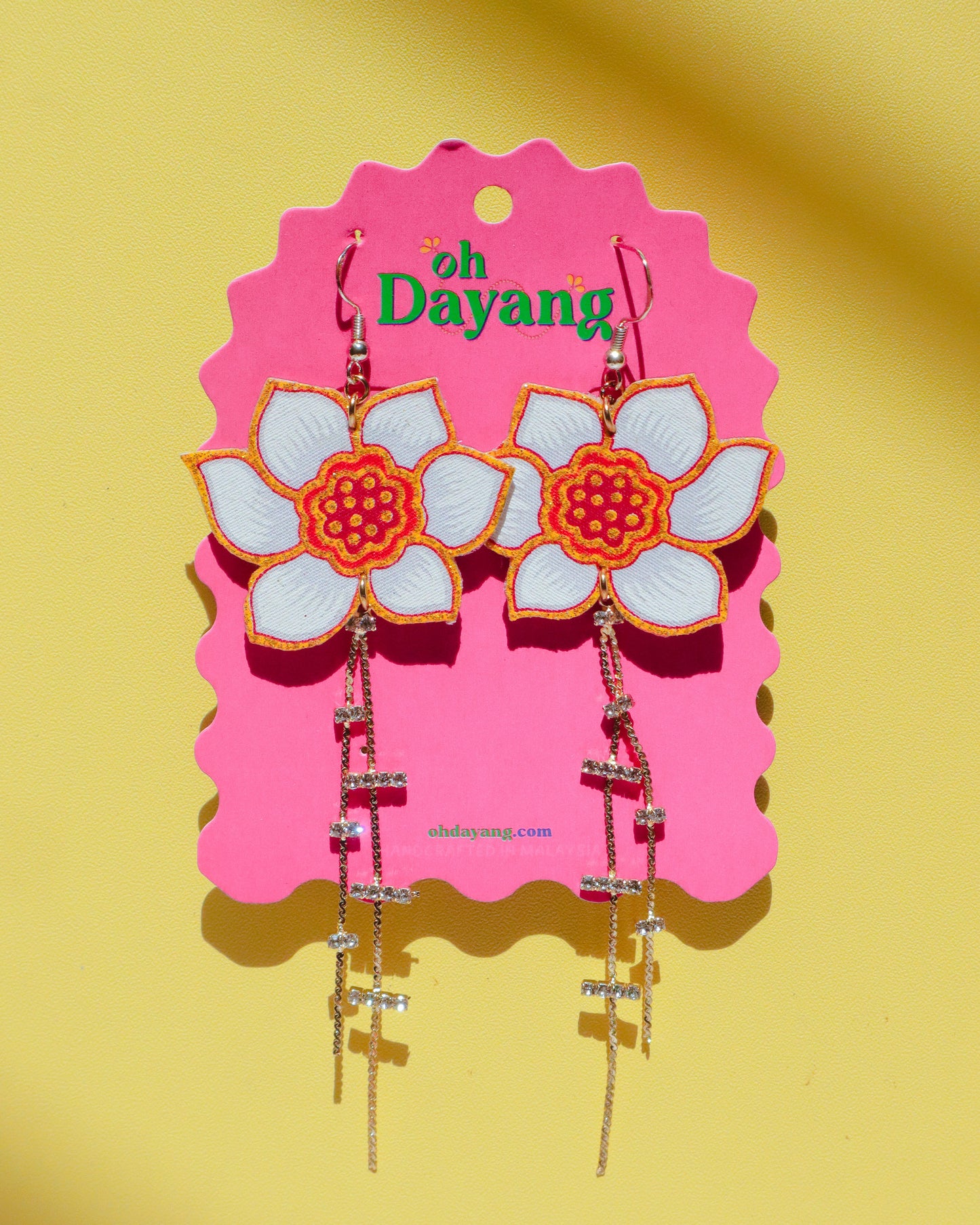 Pink/ Maroon Batik Dangle Earrings