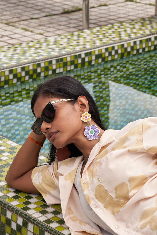 Hana Double Drop Stud Earrings