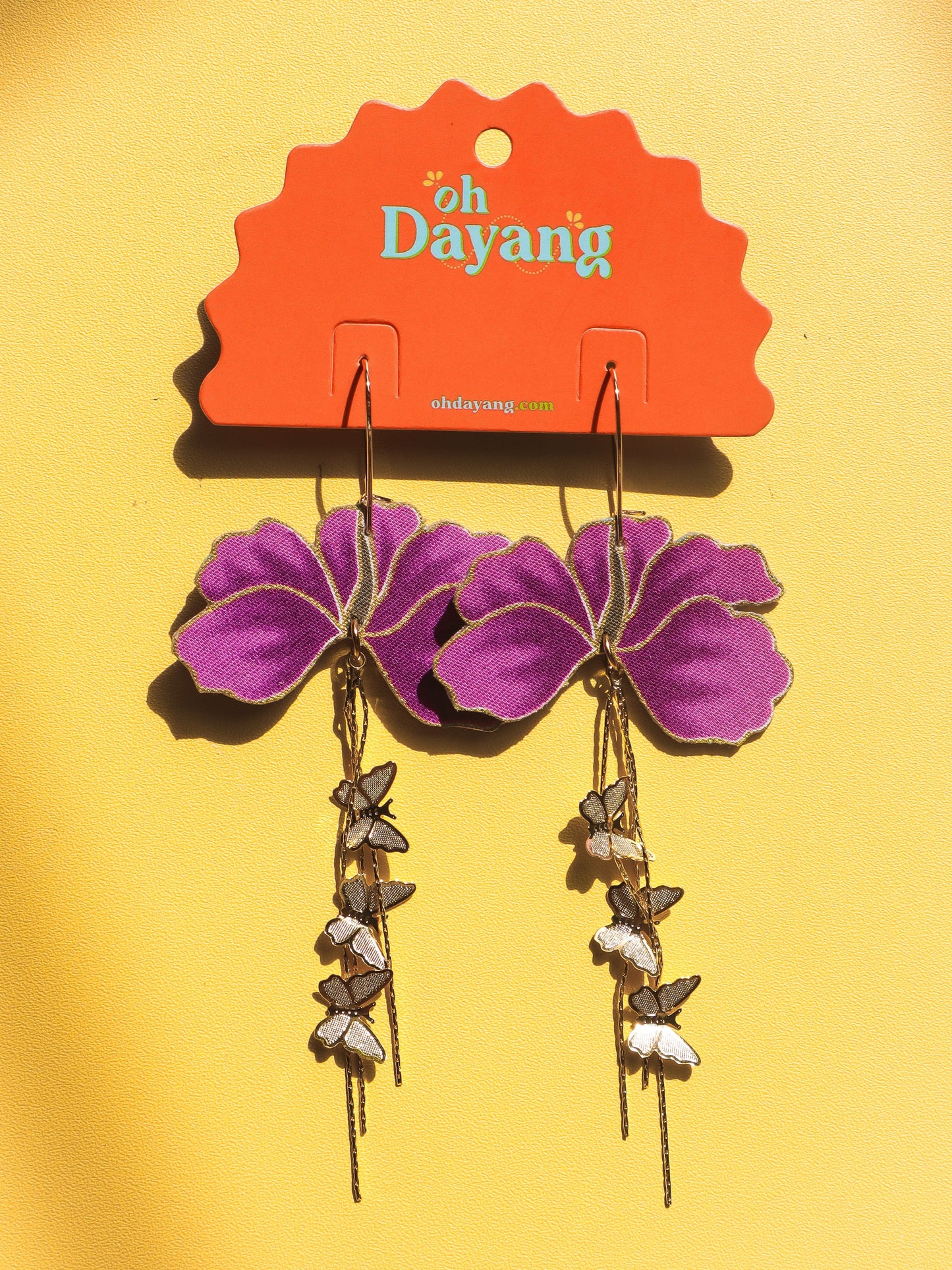 Hibiscus Butterfly Hoop Earrings