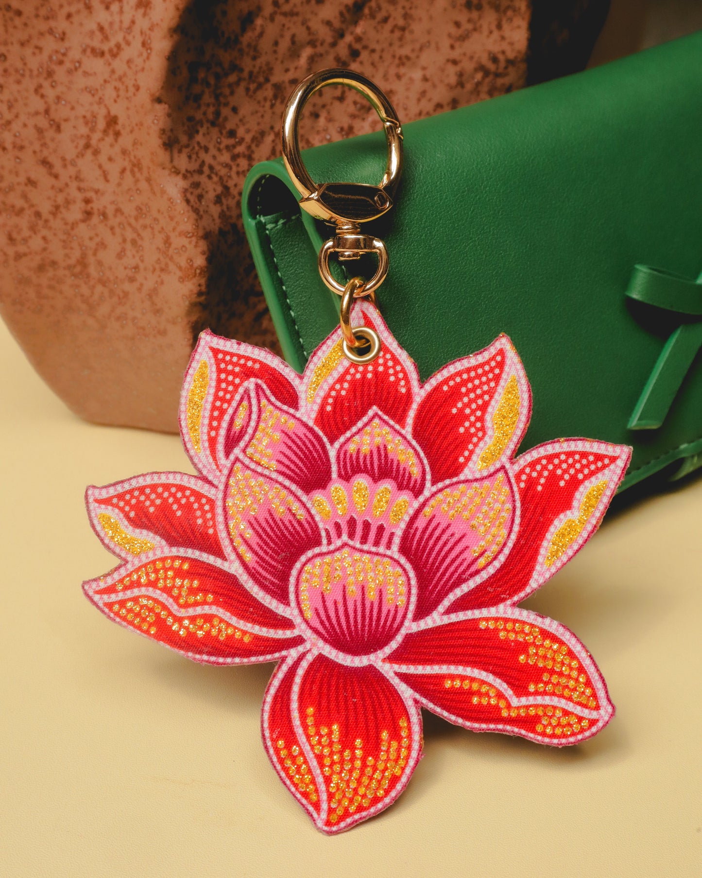 Red Lotus Batik Bag Charm