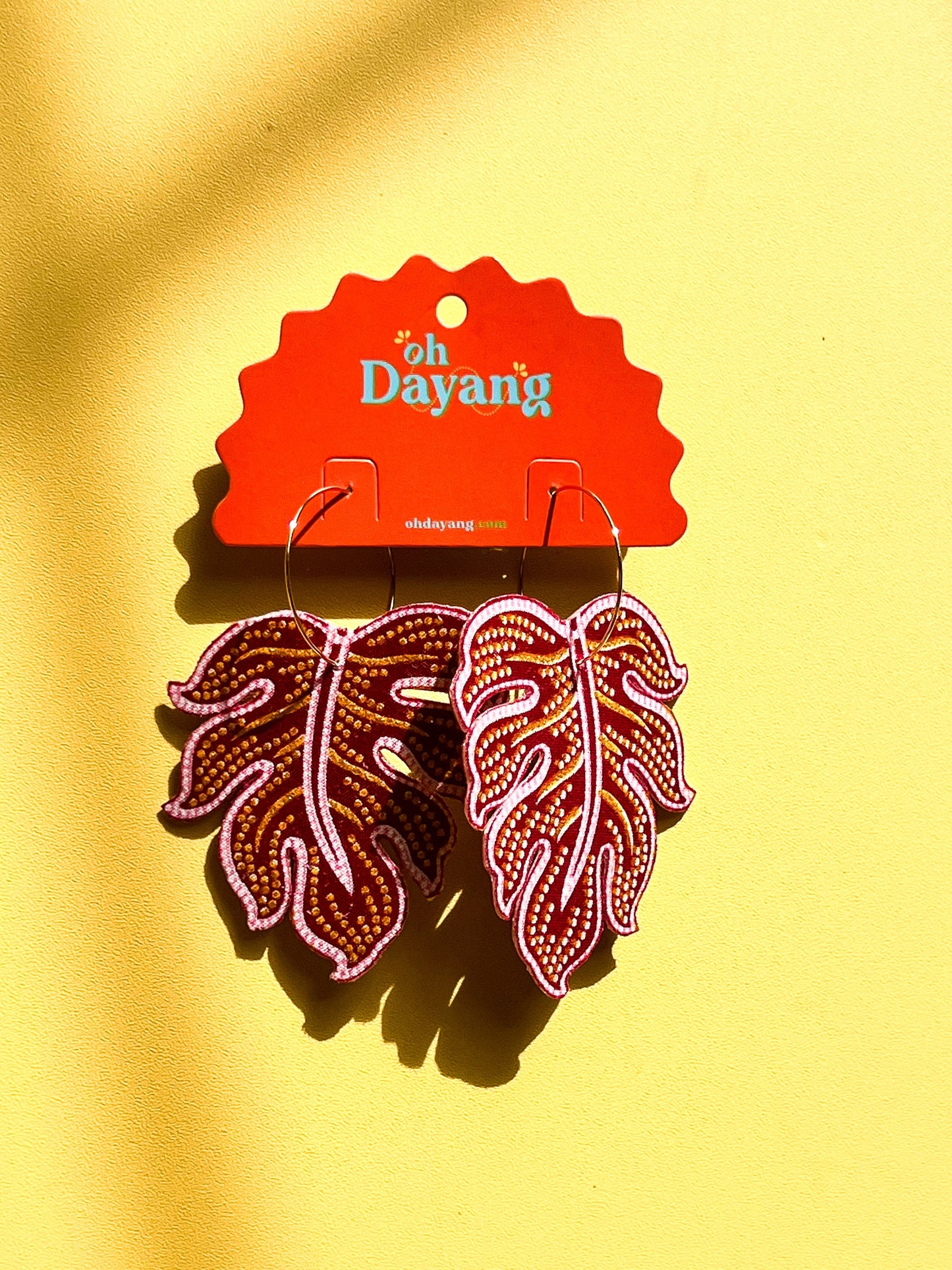 Monstera Hoop Earrings