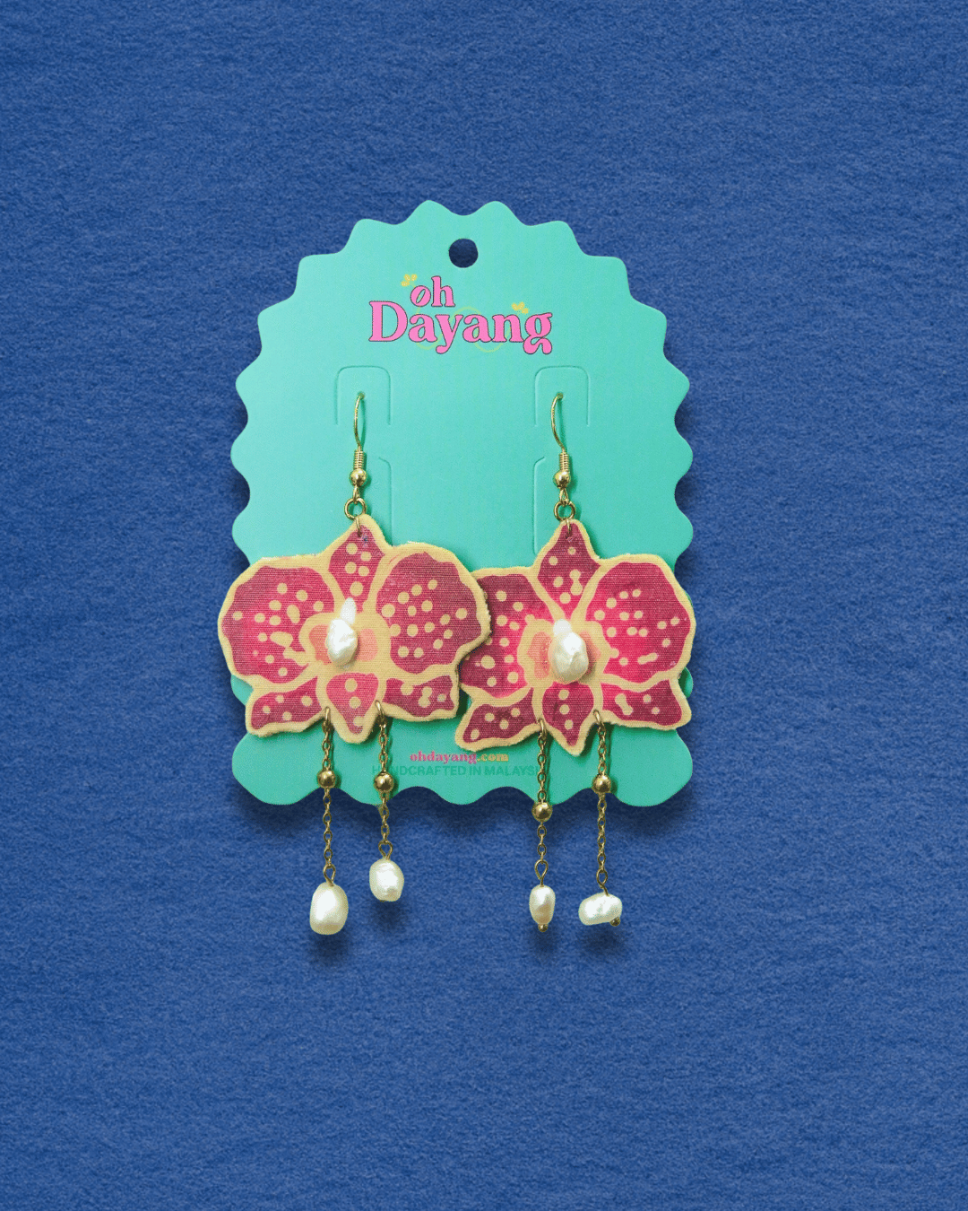 Orked Mutiara Dange Batik Hook Earrings