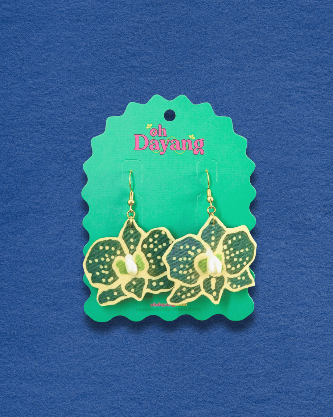 Orked Mutiara Batik Hook Earrings