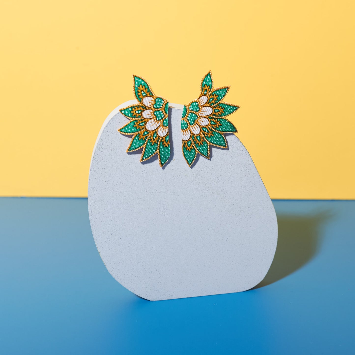 Boho Feather Bunga Batik Earrings