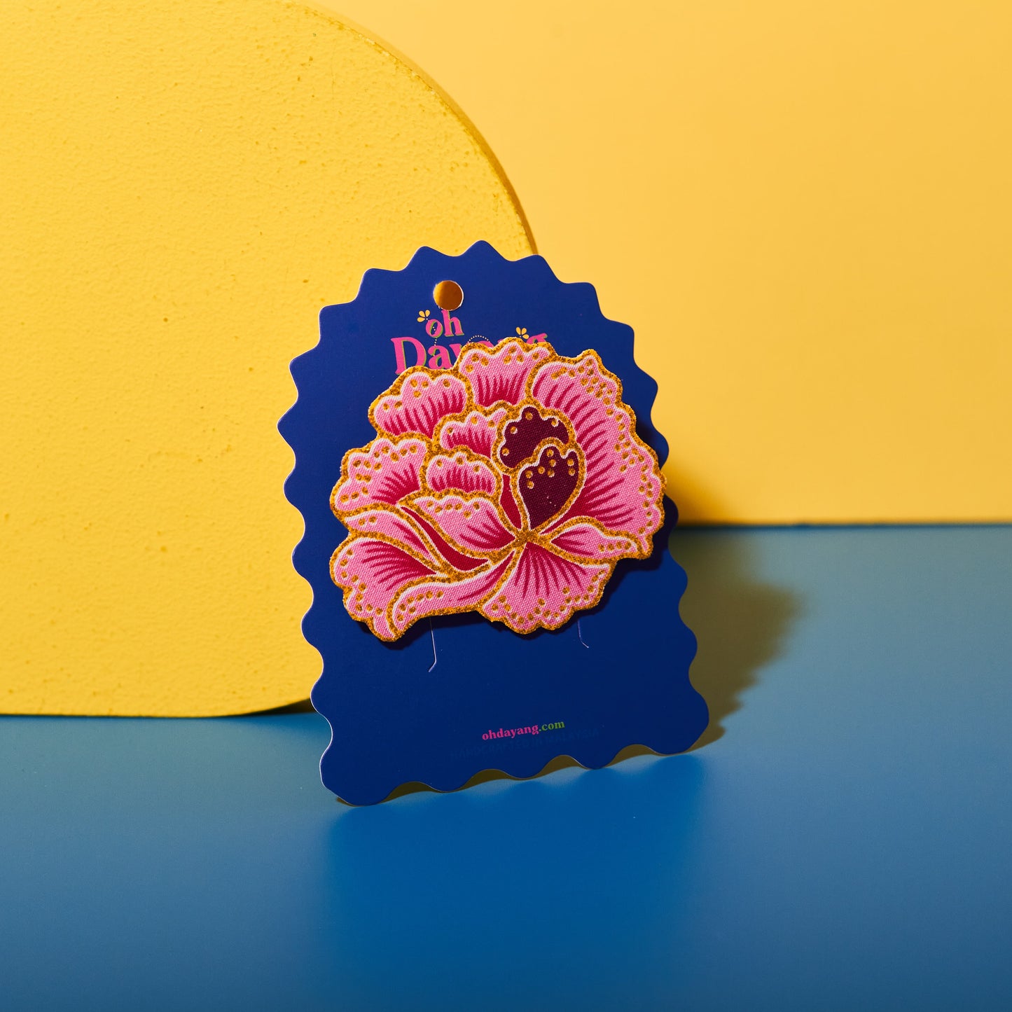 Pink Peony Batik Brooch