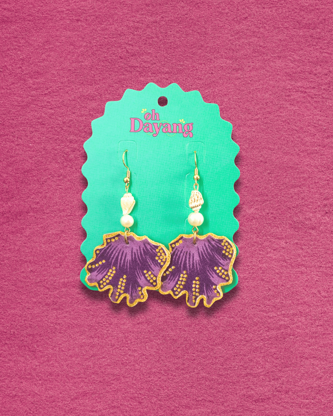 Pearl Shell Batik Hook Earrings