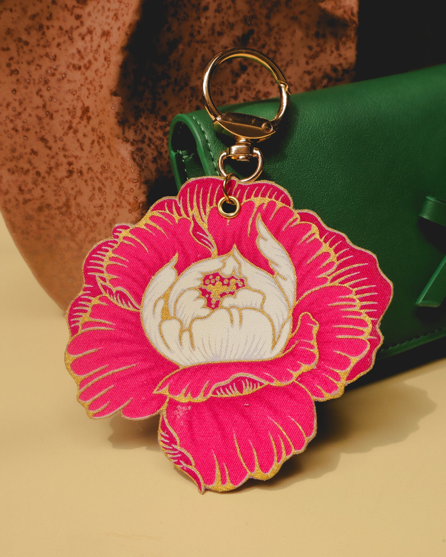 Peony Cheer Batik Bag Charm