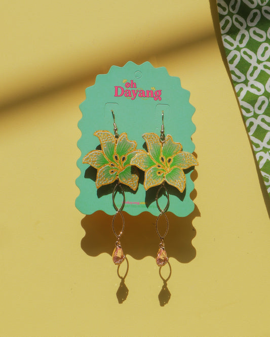 Permata Lily Batik Dangle Hook Earrings