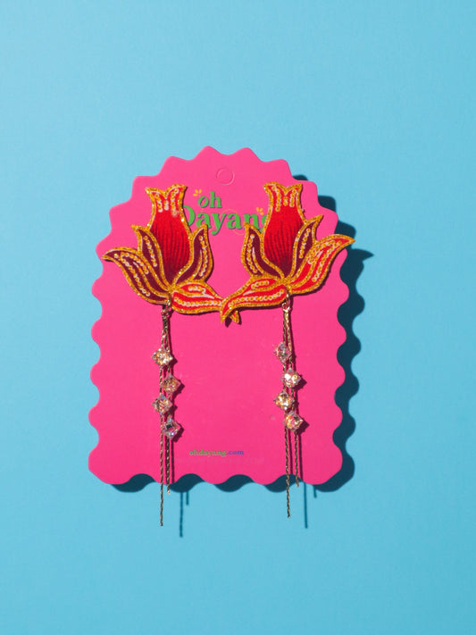 Scarlet Dangle Stud Earrings