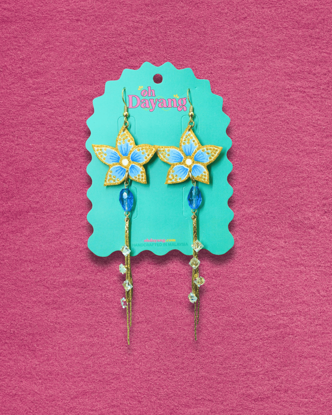 Titis Biru Dangle Batik Hook Earrings