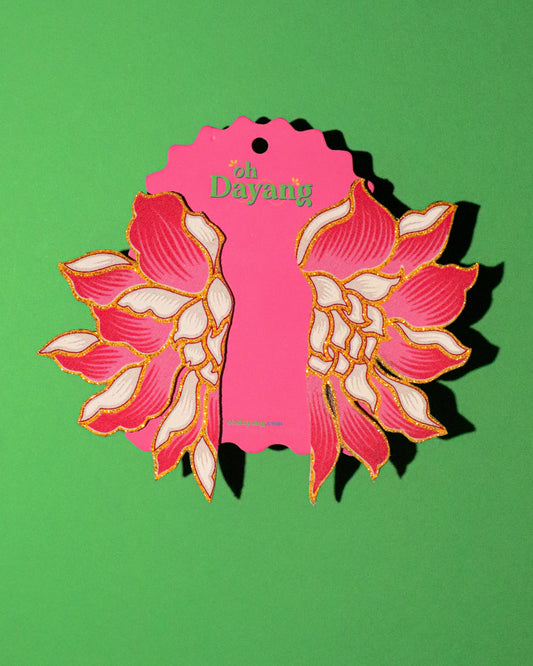 Pink Wings Batik Stud Earrings