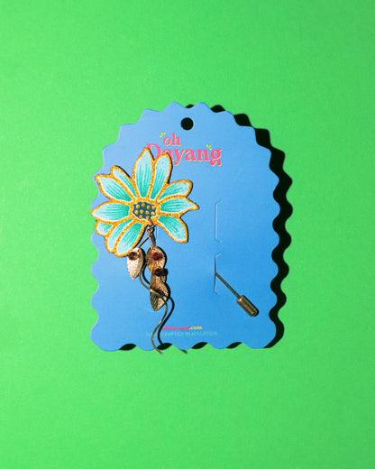 Turquoise Dangle Batik Lapel Pin