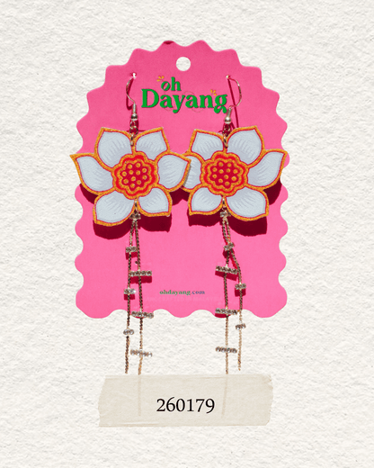 Pink/ Maroon Batik Dangle Earrings