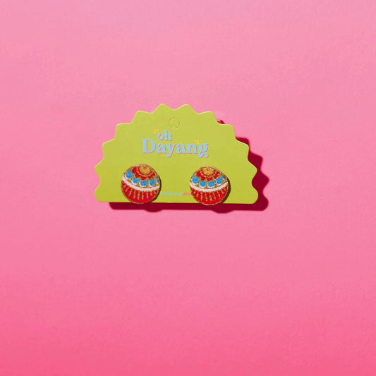 Baby Ornament Batik Stud Earrings