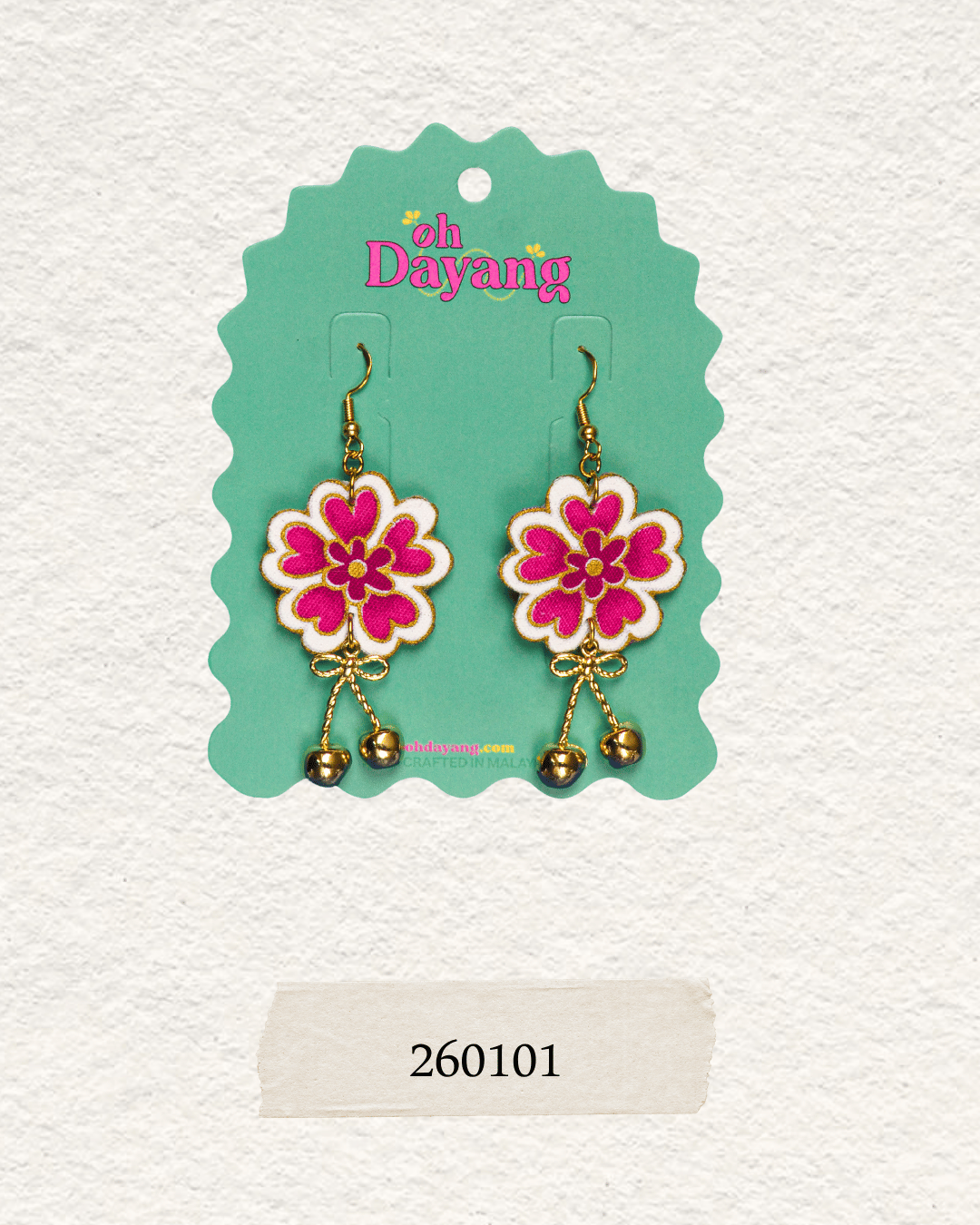 Pink/ Maroon Batik Dangle Earrings