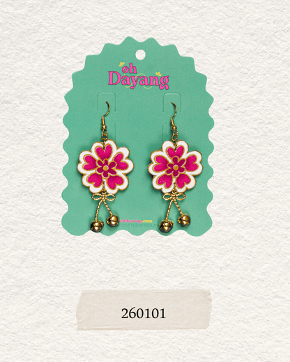 Pink/ Maroon Batik Dangle Earrings