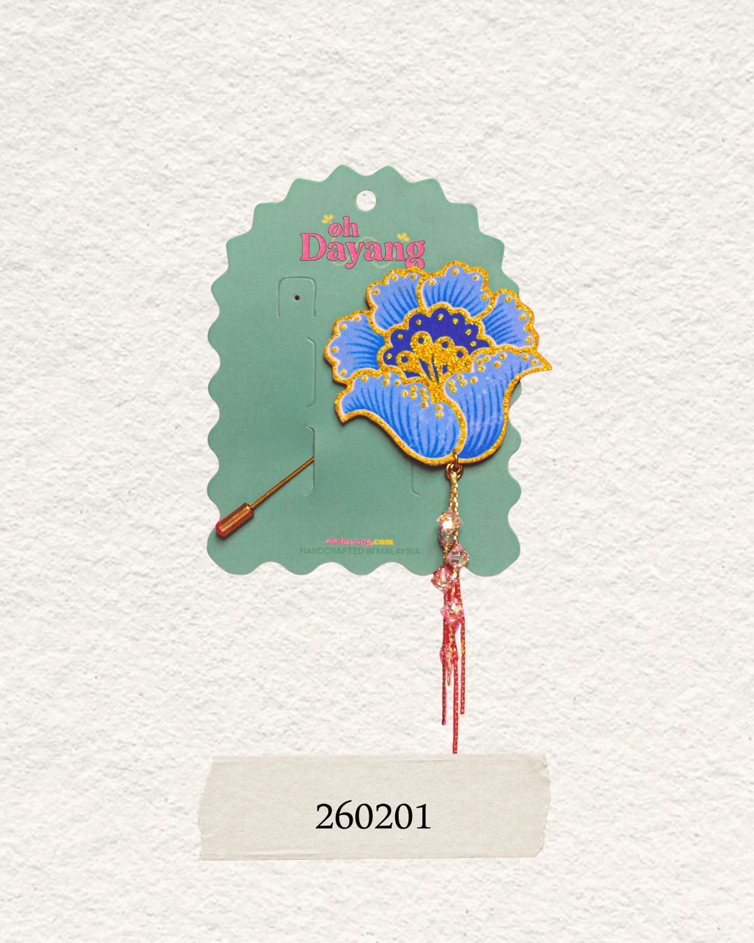 Blue Batik Dangling Lapel Pin