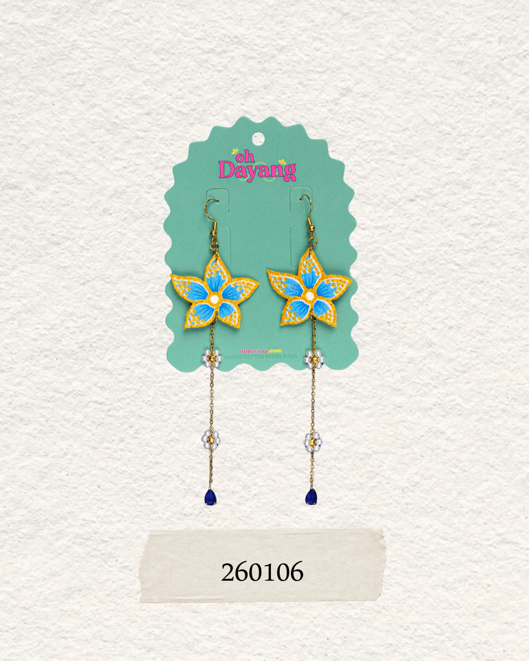 Green/ Blue Batik Dangle Earrings