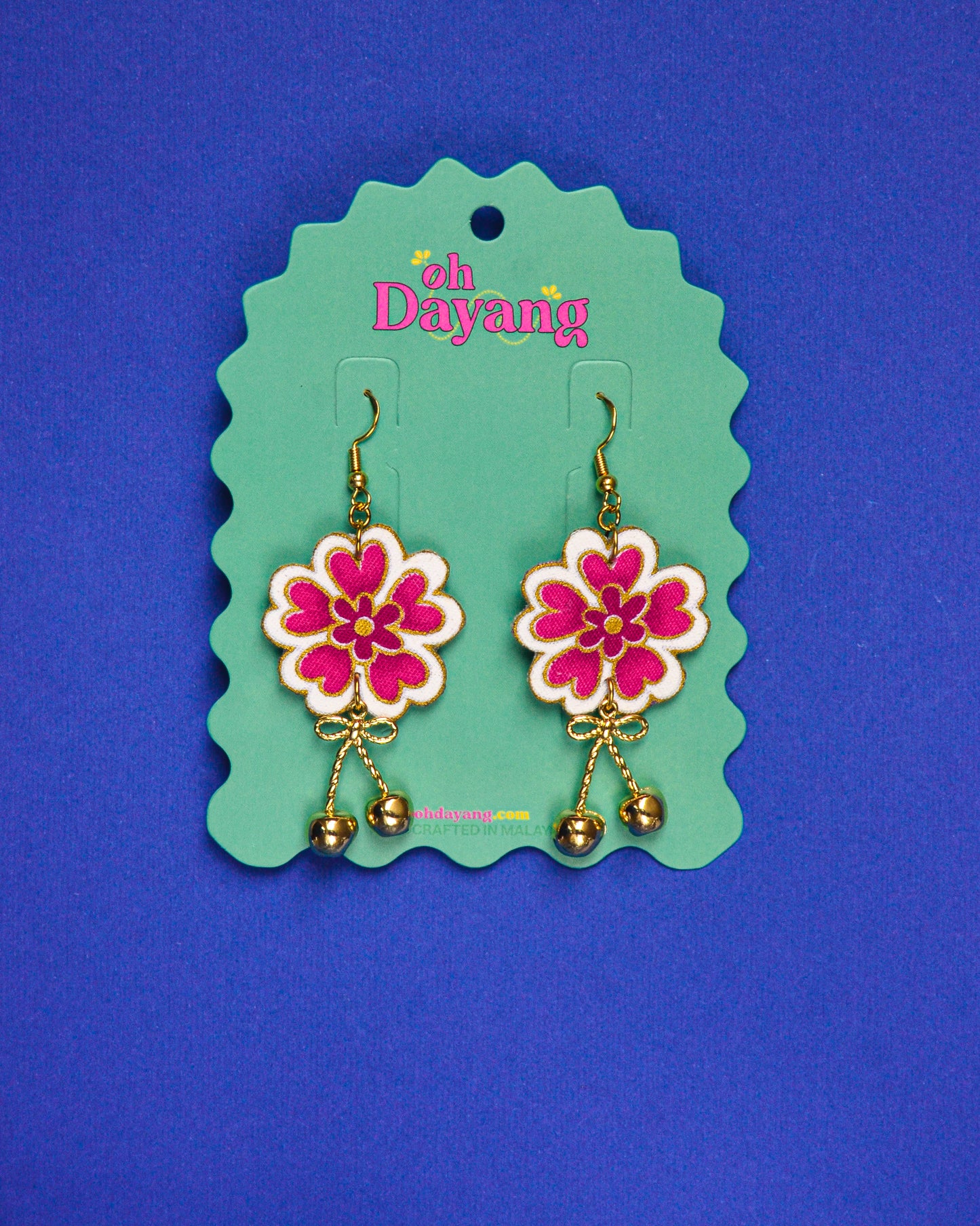 Pink/ Maroon Batik Dangle Earrings