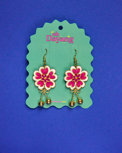 Pink/ Maroon Batik Dangle Earrings