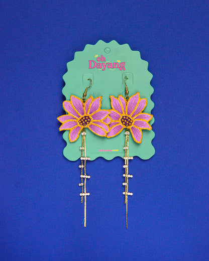 Purple Batik Dangle Earrings