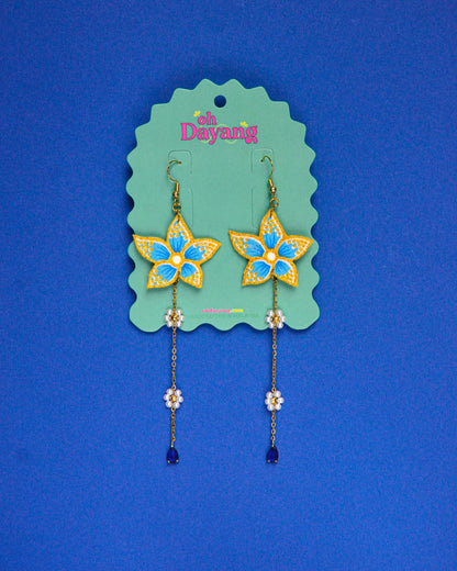 Green/ Blue Batik Dangle Earrings