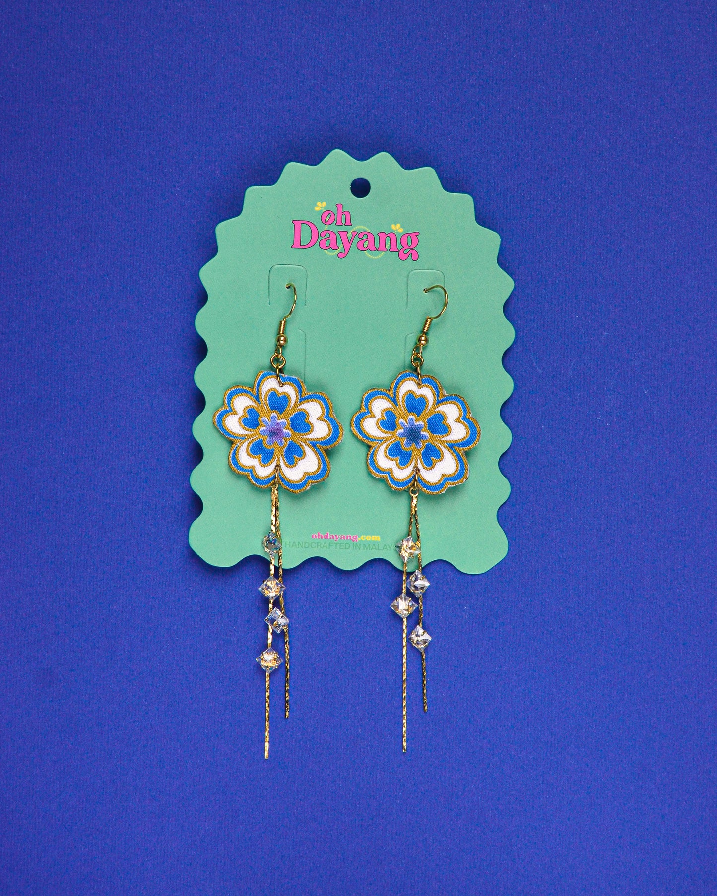Green/ Blue Batik Dangle Earrings
