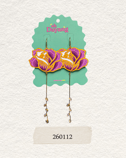 Purple Batik Dangle Earrings