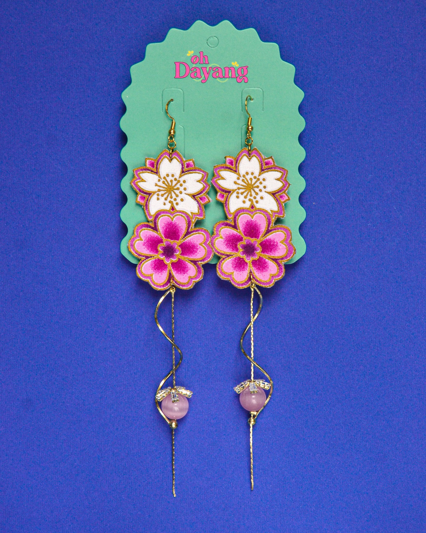 Purple Batik Dangle Earrings