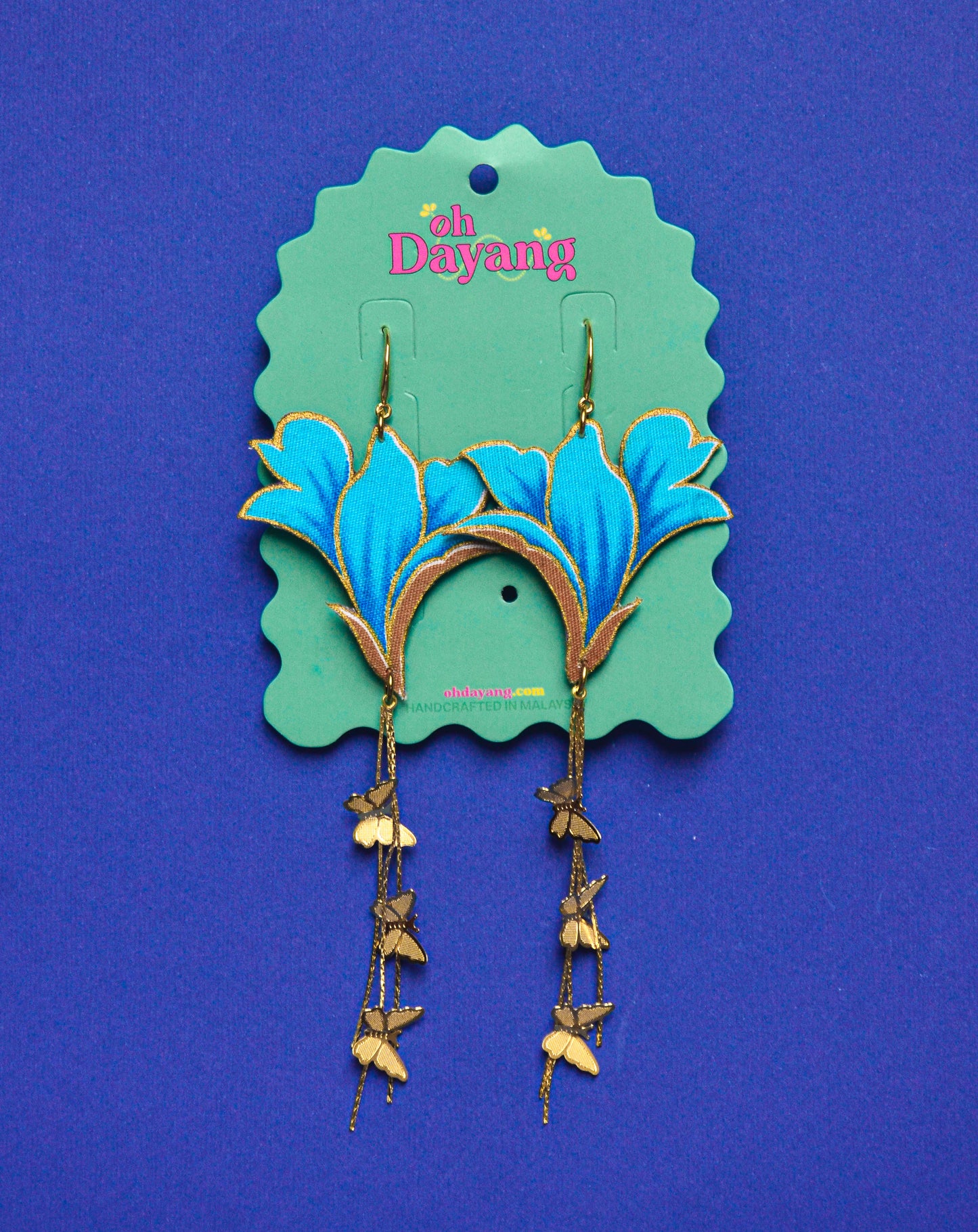 Green/ Blue Batik Dangle Earrings