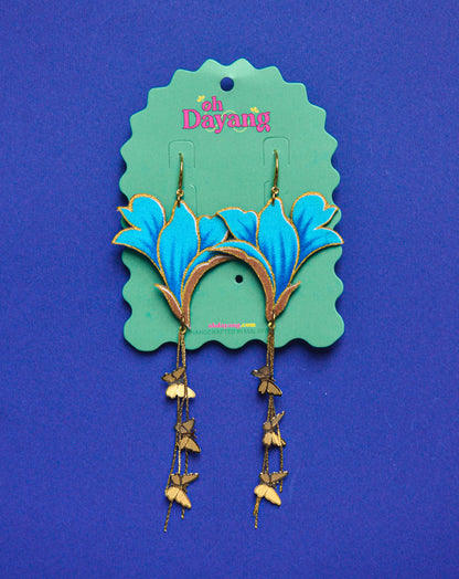Green/ Blue Batik Dangle Earrings