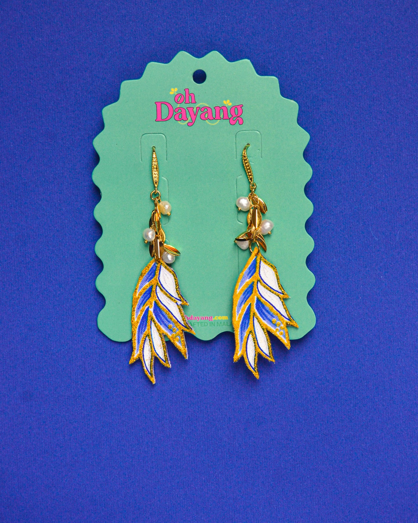 Green/ Blue Batik Dangle Earrings