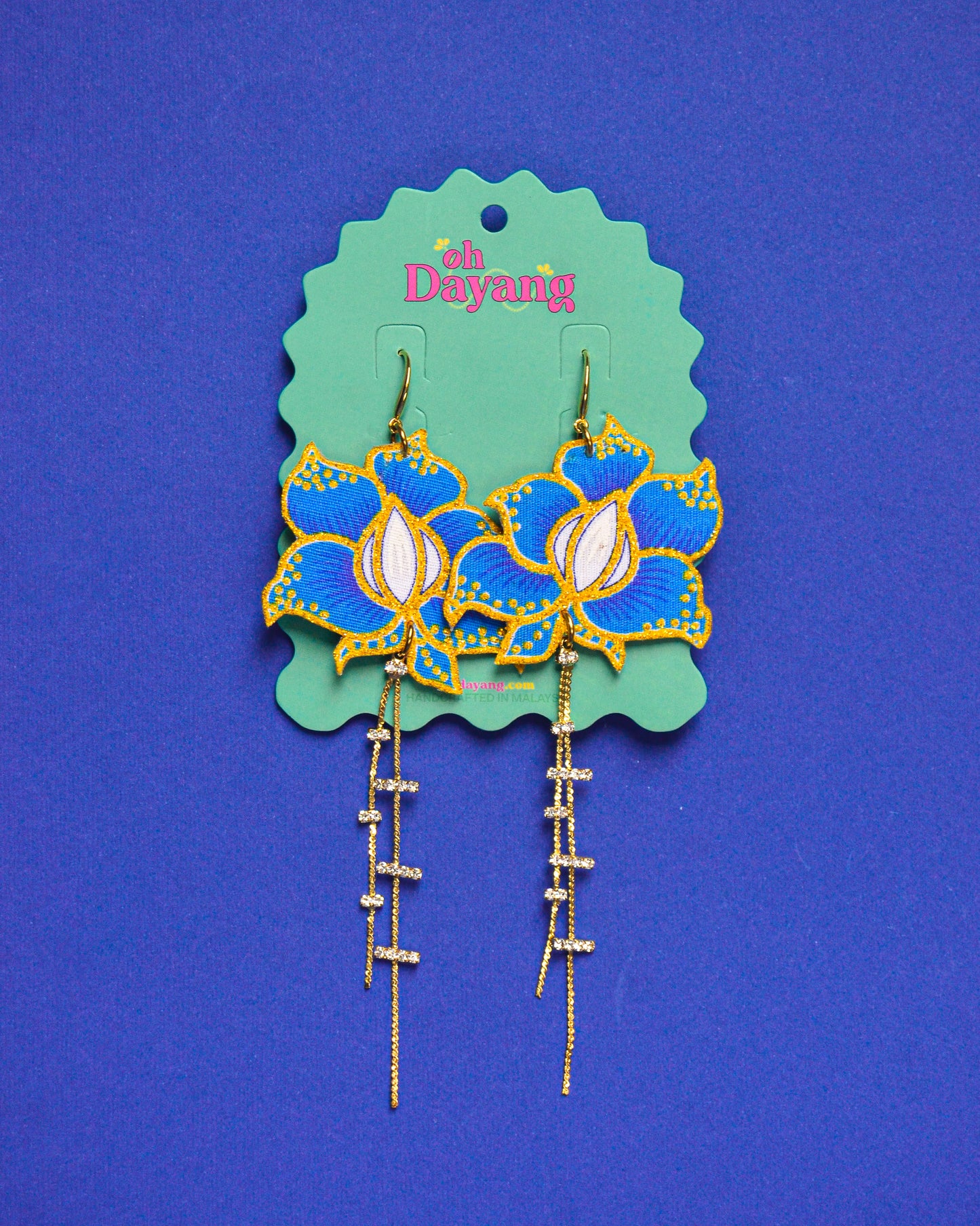 Green/ Blue Batik Dangle Earrings