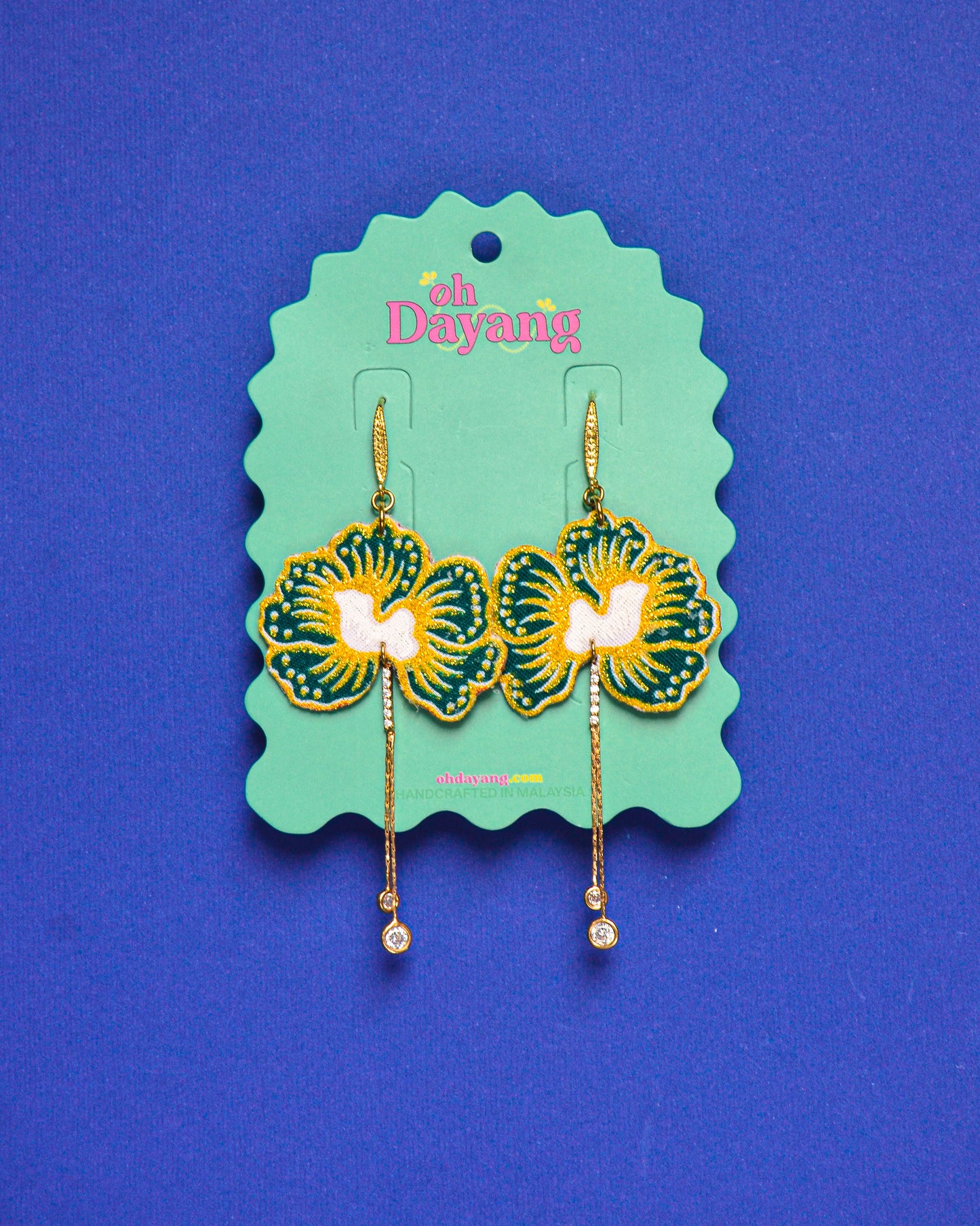 Green/ Blue Batik Dangle Earrings