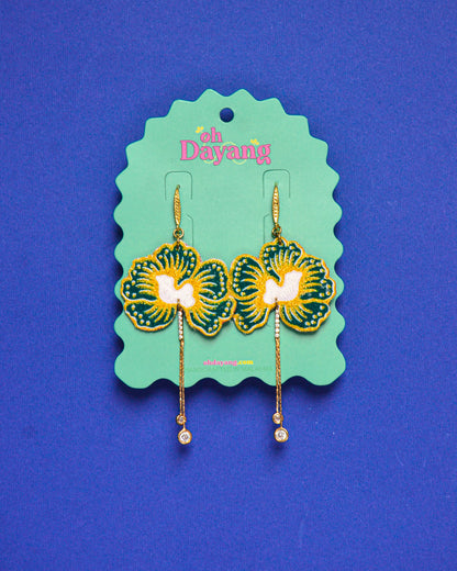 Green/ Blue Batik Dangle Earrings