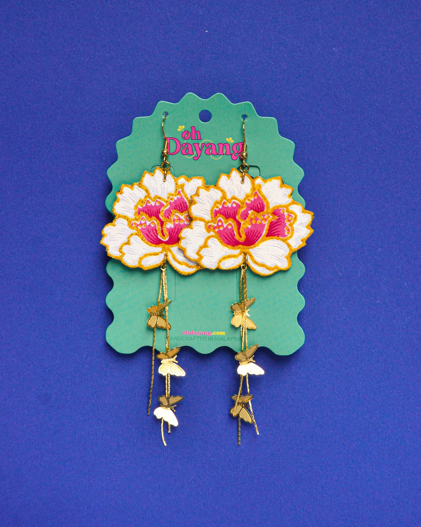 Pink/ Maroon Batik Dangle Earrings