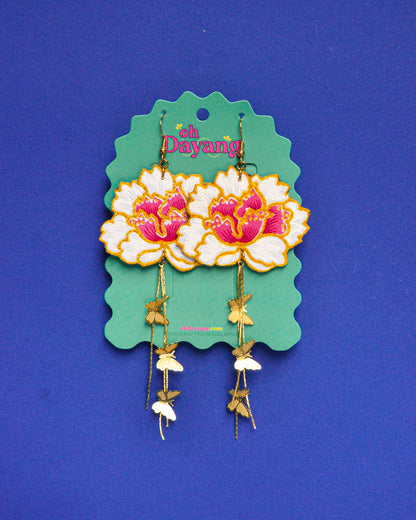 Pink/ Maroon Batik Dangle Earrings