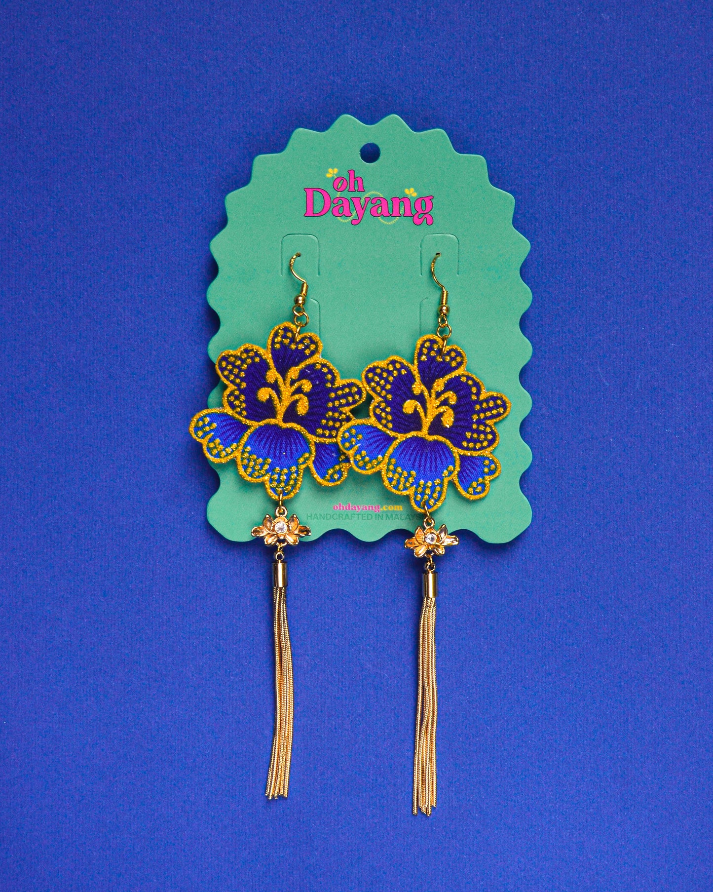 Green/ Blue Batik Dangle Earrings