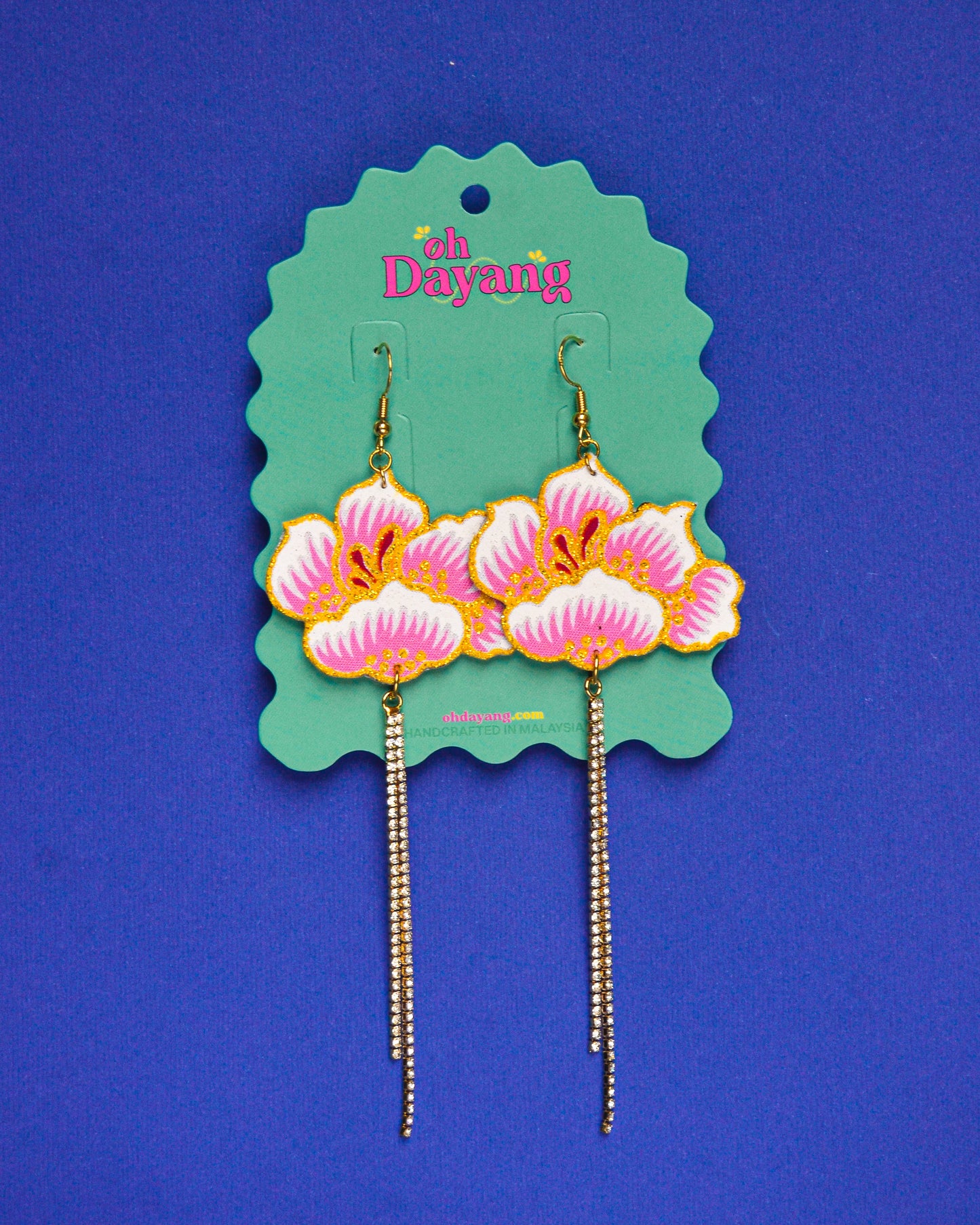 Pink/ Maroon Batik Dangle Earrings