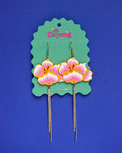 Pink/ Maroon Batik Dangle Earrings