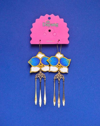 Green/ Blue Batik Dangle Earrings