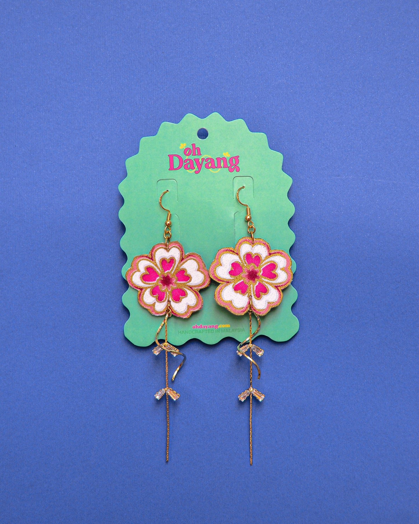 Pink/ Maroon Batik Dangle Earrings