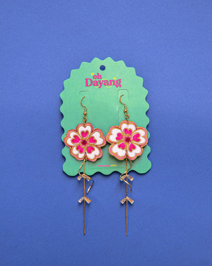 Pink/ Maroon Batik Dangle Earrings