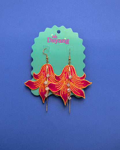 Pink/ Maroon Batik Dangle Earrings